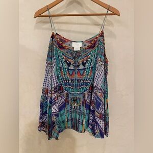 Camilla Franks, Shoestring Open Shoulder Top, 100% Silk, Size M